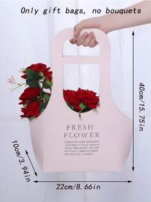 1 pieza Bolsa de empaque de flores para el Día de San Valentín, bolsa transportadora de flores de mano para floristería, bolsa de papel de regalo para ramos de rosas, Regreso a clases, Día de San Valentín