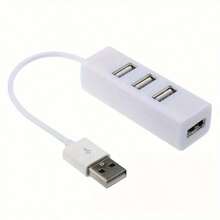 1pc Ultra-Compact 4-Port USB 2.0 Hub, High-Speed Mini USB Splitter Adapter For Laptop/PC/Notebook, 5.51-Inch Cable, Portable - Black/White