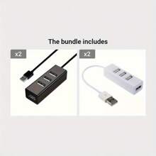 1pc Ultra-Compact 4-Port USB 2.0 Hub, High-Speed Mini USB Splitter Adapter For Laptop/PC/Notebook, 5.51-Inch Cable, Portable - Black/White