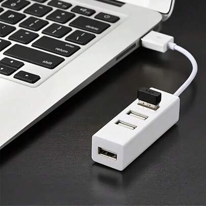 1/2 件紧凑型 4 端口 USB 2.0 集线器，高速迷你 USB 分配器适配器，适用于笔记本电脑/PC/笔记本的便携式扩展，5.51 英寸电缆，易于携带 - 黑色/白色