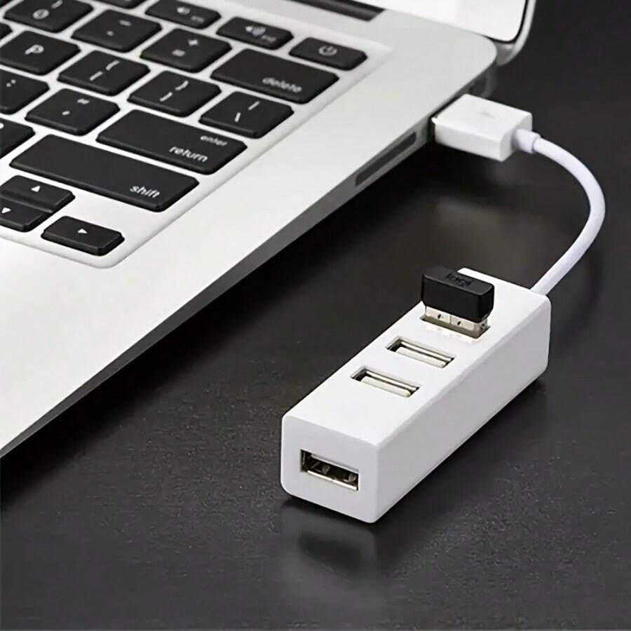 1/2 piezas Hub USB 2.0 compacto de 4 puertos, adaptador divisor USB de alta velocidad mini, expansión portátil para laptop/PC/notebook, cable de 5.51 pulgadas, fácil de transportar - Negro/Blanco - Multicolor - Ver 1