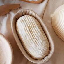 1pc, Bread Proofing Basket, Oval Bread Proofing Basket With Proofing Interlining, Leavening Basket Natural Rattan Bowl For Sourdough Bread Dough For Bread Making Baking Fermentation, Baking Tools, Kitchen Gadgets, Kitchen Accessories
