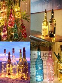 10 stuks wijnfleslampjes met kurk, op batterijen werkende, waterdichte lichtsnoeren voor potten, feesten, bruiloften, Kerstmis, festivals en bardecoraties - lichtsnoeren geschikt voor doe-het-zelf, Halloween-decoraties, warm wit