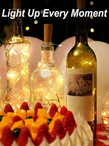 10 stuks wijnfleslampjes met kurk, op batterijen werkende, waterdichte lichtsnoeren voor potten, feesten, bruiloften, Kerstmis, festivals en bardecoraties - lichtsnoeren geschikt voor doe-het-zelf, Halloween-decoraties, warm wit