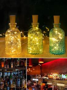 10 stuks wijnfleslampjes met kurk, op batterijen werkende, waterdichte lichtsnoeren voor potten, feesten, bruiloften, Kerstmis, festivals en bardecoraties - lichtsnoeren geschikt voor doe-het-zelf, Halloween-decoraties, warm wit