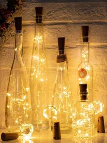 10 stuks wijnfleslampjes met kurk, op batterijen werkende, waterdichte lichtsnoeren voor potten, feesten, bruiloften, Kerstmis, festivals en bardecoraties - lichtsnoeren geschikt voor doe-het-zelf, Halloween-decoraties, warm wit