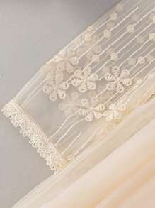 女婴 0-2 岁香槟色花卉刺绣网眼派对薄纱连衣裙 - 香檳色 - 查看 4