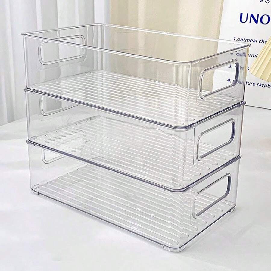 1 Piece/3 Pieces, Desktop Cosmetics And Mask Storage Box, Acrylic Transparent Box, Suitable For Cosmetics, Stationery And Document Storage, Dormitory Item Organizer, Drawer Partition, Home And Dormitory Daily Necessities Sun Travel Cool - Clear - View 1