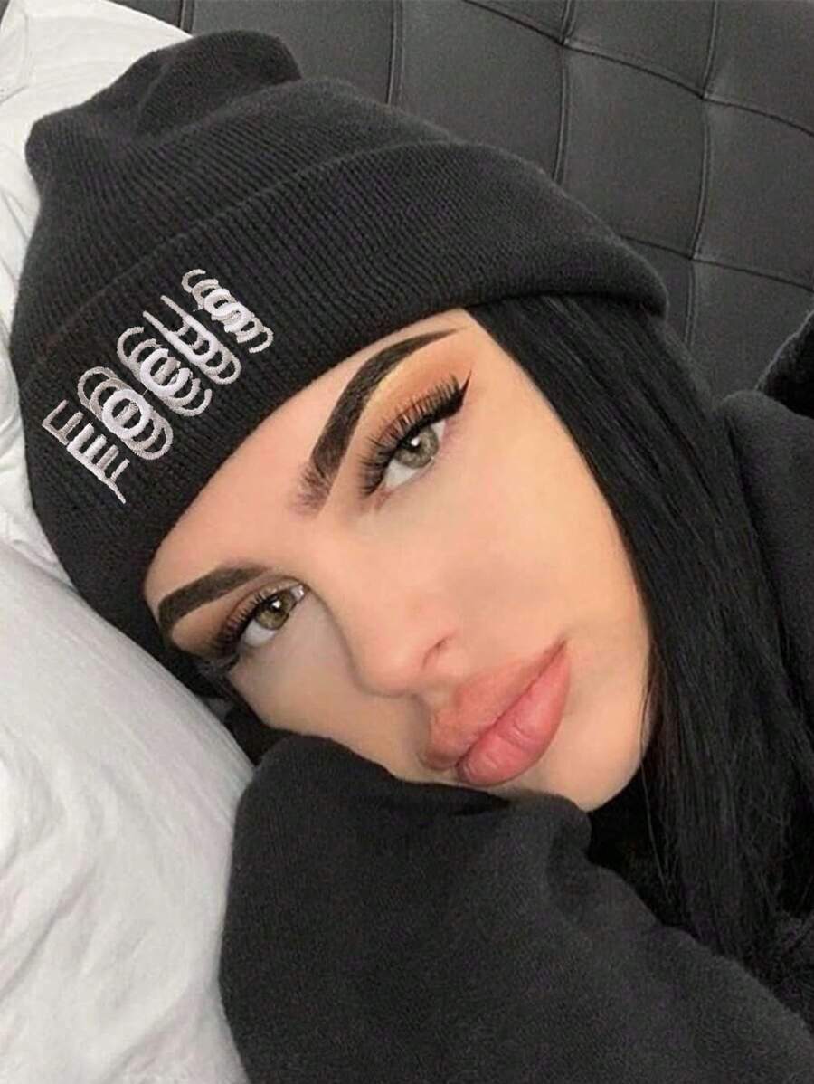 1pc NY Letter Embroidery Beanie Unisex Winter Hats Daily Slouchy Beanies Skull Cap Outdoor Knit Hats For Men Women