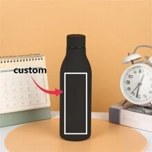 1pc Customized Name Personalized Text Double Wall Stainless Steel Plain Color Creative Small Mouth Vacuum Insulated Water Bottle, Outdoor Sports Yoga Bottle 500ml/17oz, Portable Coffee Cup