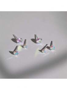 2 Stücke 925 Sterling Silber Multi-Farbige Kubische Zirkonia Ohrstecker, Funkelnde Kubische Zirkonia Ohrringe geeignet für den täglichen Gebrauch