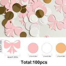 100 piezas de confeti de lazos rosados - Confeti para despedida de soltera "Se está atando el nudo", decoraciones de ducha nupcial con lazos, despedida de soltera "Atando el nudo"