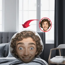 1pc Customized 3D Printed Face Design Throw Pillow, Personalized Photo Cushion, Made Of Soft Plush Polyester Fabric, Unique Couples Gift, Suitable For Sofa, Living Room, Car, Bedroom - Double-Sided Printing, Zipper Closure