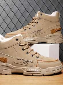 2024 New Stylish Men Boots, British Style Ankle Cargo Boots, Winter Warm Fur Lining Snow Boots - Beige - View 7