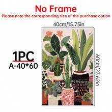 1pc Boho Boho Antique Vase, House Plant Mural, Wall Canvas Art, Home Poster, Framed Art Gift,Wall Art Gifts Birthday Graduation - Multicolor - View 12