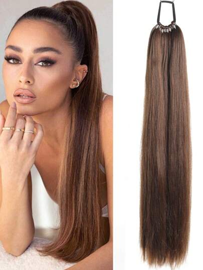 Ponytail Extension Around Pony Tail With Hair Tie 18 Inch Long Synthetic Straight Braiding Hair Ponytail DIY Braided For Women Girls Daily Party Cosplay