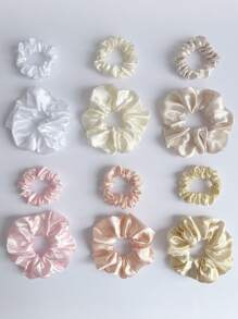 12 件/套女士缎面发圈、马尾辫固定器、防损伤发圈 - 彩色 - 查看 6