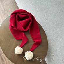 Kids Winter Warm Knit Scarves Bubbles Decorated Scarf Neck Warmer For Snowboarding, Outdoor Activity