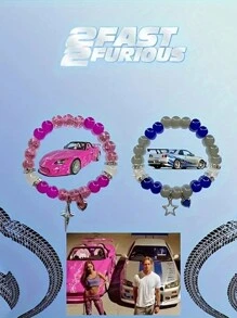 Pulseira de Contas com Estrela da Moda e Coração, Bracelete para o Dia dos Namorados, Acessório para Casais, Adequado para Festa, Aniversário e Presente para Dia dos Namorados, Mãe, Dia da Mãe, Presente