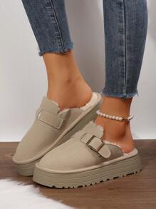 Women's Slippers - Durable And Warm Outdoor Shoes With Non-Slip Comfort, Thickened Soles,  Platform Snow Boots For Winter - 杏色 - 查看 8