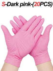 100 只一次性粉色丁腈手套，防水、无粉、无乳胶、多用途工作手套，适用于烹饪、厨房、浴室、家居、纹身、染发、宠物清洁、家居用途 - 粉色 - 查看 12