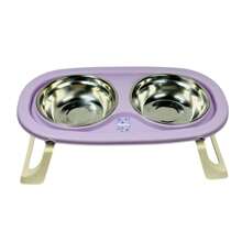 Double Adjustable Elevated Feeder And Waterer For Dogs And Cats - Blåröd - Visa 1
