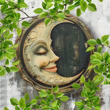 Arte de pared con luna rústica sonriente, de 8x8 pulgadas, decoración vintage de interior/exterior, letrero de hojalata para el hogar, restaurante, cafetería, garaje, herramienta de aluminio artesanal para scrapbooking y estampado con lámina