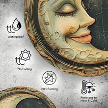 Arte de pared con luna rústica sonriente, de 8x8 pulgadas, decoración vintage de interior/exterior, letrero de hojalata para el hogar, restaurante, cafetería, garaje, herramienta de aluminio artesanal para scrapbooking y estampado con lámina