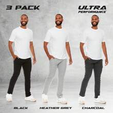 3 Pack Mens Sweatpants, Wide Leg Open Bottom Lounge Sweat Pants For Men - 木炭色,石南灰,黑色 - 查看 2