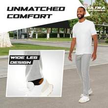 3 Pack Mens Sweatpants, Wide Leg Open Bottom Lounge Sweat Pants For Men - 木炭色,石南灰,黑色 - 查看 3