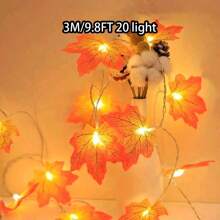 1 set 10/20/40/80 luces LED con forma de hojas de arce artificial, luces LED de hadas con guirnalda colgante, aptas para el hogar, Acción de Gracias, vacaciones, guardería, dormitorio, patio, jardín, chimenea, porche, carpa, decoración interior para fiestas - Multicolor - Ver 13