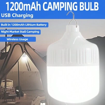 1200mAh LED Night Camping Light Bulb Dimmable Emergency Light Waterproof And Rechargeable Outdoor Barbecue Tent Light Courtyard Garden Light, Camping Accessories