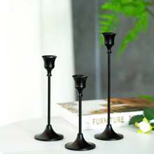 3pcs Bronze-Colored Bell-Shaped Candle Holders, Decor For Wedding & Party Atmosphere Gifts Birthday Graduation - Black - View 6