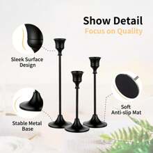 3pcs Bronze-Colored Bell-Shaped Candle Holders, Decor For Wedding & Party Atmosphere Gifts Birthday Graduation - Black - View 5