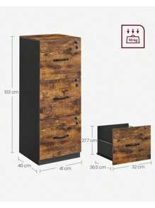 VASAGLE UOFC055B01 3-Drawer File Cabinet With Lock, Printer Stand, Office File Organizer, For A4 And Letter-Size Files, Rustic Brown And Black - Rust Brown - View 3
