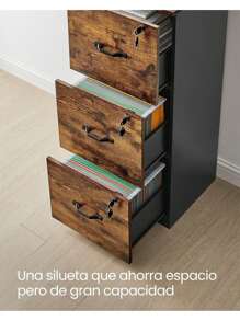 VASAGLE UOFC055B01 3-Drawer File Cabinet With Lock, Printer Stand, Office File Organizer, For A4 And Letter-Size Files, Rustic Brown And Black - Rust Brown - View 4