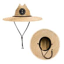 Kouk Authentic Premium Kouk Straw Hat Surf Beach Pool Sun Exit Heat Summer Sun Protection UV Pierside Model Fashion Wide Brim Lightweight Comfortable Male Female Boho Straw Anti-UV - 米色 - 查看 1