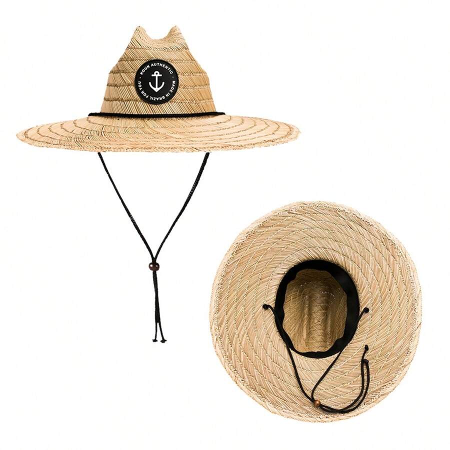 Kouk Authentic Premium Kouk Straw Hat Surf Beach Pool Sun Exit Heat Summer Sun Protection UV Pierside Model Fashion Wide Brim Lightweight Comfortable Male Female Boho Straw Anti-UV - 米色 - 查看 1
