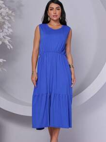 Women's Casual Fleece Dress, Fresh For This Summer - Xanh đậm - Xem 4