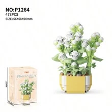 Set de 6 macetas de plástico con bloques de construcción, juguete de bloques de mini ladrillos para decoración del hogar y jardín interior, regalos para amigos, decoración creativa para escritorio, ideal para Año Nuevo, Acción de Gracias, Día del Maestro, Día de la Mujer