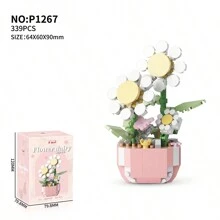 Set de 6 macetas de plástico con bloques de construcción, juguete de bloques de mini ladrillos para decoración del hogar y jardín interior, regalos para amigos, decoración creativa para escritorio, ideal para Año Nuevo, Acción de Gracias, Día del Maestro, Día de la Mujer