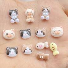 20/50/100pcs Mixed Random Mini Cartoon Fish Nail Art Decorations, Resin Nail Studs For DIY Manicure, Cute Nail Jewelry Accessories - Cat - View 7