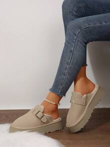 Women's Slippers - Durable And Warm Outdoor Shoes With Non-Slip Comfort, Thickened Soles,  Platform Snow Boots For Winter - 杏色 - 查看 7