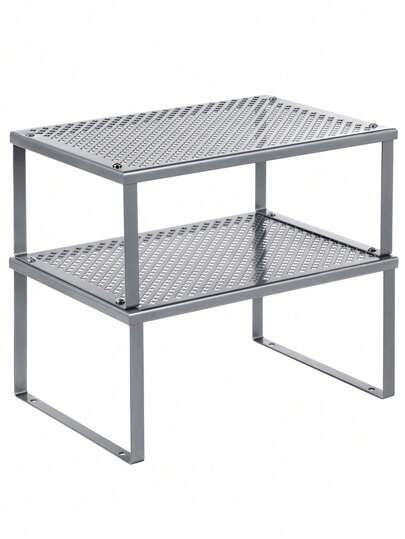  SONGMICS Juego de 2 Organizadores de Cocina Estantes de Almacenamiento de Armario Apilables Expandibles Estantes de Cocina de Metal Blanco MKCS01WT