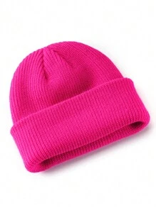 Cappello senza visiera in maglia monocromatico (unisex), cappello lavorato a maglia per la protezione delle orecchie, personalizzabile con logo, adatto per l'autunno e l'inverno