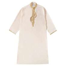 Herren arabisches Gewand langes Gewand mit Stickerei, hochwertiger Satin