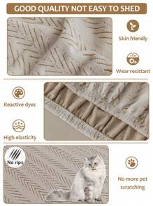 1 pălărie de canapea Shake Fleece cu model oase de pește cu set universal elastic all inclusive, pernă de canapea anti zgârieturi și anti-alunecare, prosop universal pentru toate anotimpurile