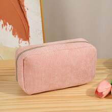 1 Pc Corduroy Beauty Storage Bag - Corduroy Portable Clutch Large Capacity Cosmetic Bag Travel Storage Bag Women's Cosmetic Bag Lightweight And Simple Large Capacity Zipper Portable Washing Bag - Multifunctional Storage Bag Solid Color Hand Washable Casual Simple Daily Storage Clutch Fashion Cosmetic Bag Suitable For Storing Cosmetics, Daily Necessities, Mobile Phones, Headphones And Other Daily Necessities Travel Bag Essential - Multicolor - View 8