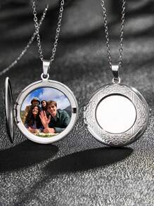 Dây chuyền mặt dây chuyền hình ảnh tùy chỉnh, mặt dây chuyền tròn có thể mở để đựng ảnh và logo, quà tặng cho cặp đôi/bạn bè/kỷ niệm - Nhiều màu - Xem 5