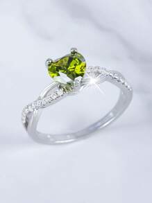 1 pieza Anillo de mujer con forma de corazón con 12 piedras de nacimiento del zodíaco, elegante y romántico, adecuado como regalo de San Valentín, aniversario, regalo romántico para tu pareja, boda y compromiso